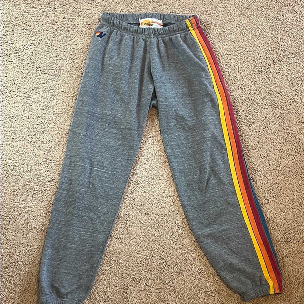 Aviator Nation Sweatpants with Rainbow Stripes Size Small